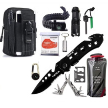 Emergency Survival Gear Kit,  Outdoor Camping Tools Survival kit with  Upgraded Tactical Knife Military Molle Pouch